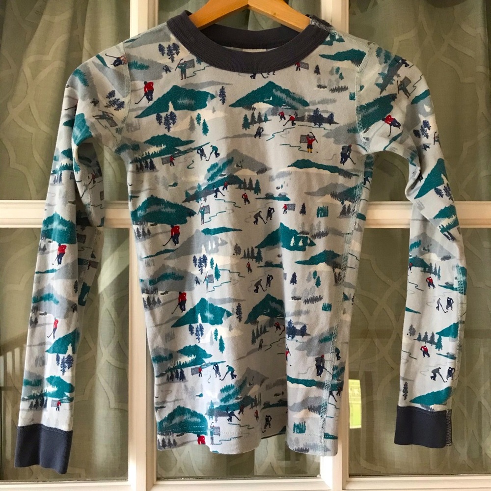 Hanna Andersson 100% organic cotton size 150 12 years pajama top hockey skiing